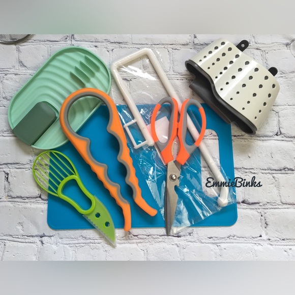 New 7 Piece Kitchen Tool Cooking Accessory Mini Bundle / Cutting Board Scissors - Picture 1 of 16